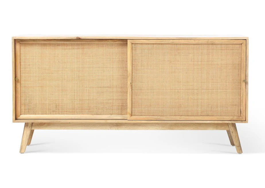 Brooklyn Sliding 2 Door Sideboard Rattan Cabinet in Natural
