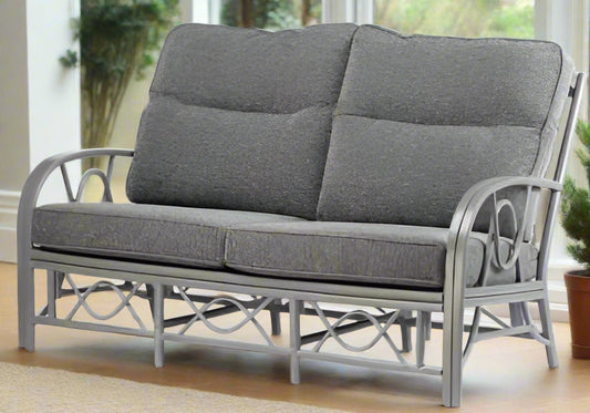 Belo 3 Seater Grey Wash Cane Conservatory Sofa.