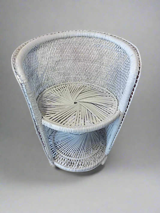 White Wicker Rattan Double Weave Tub Chair. Ideal for small spaces.