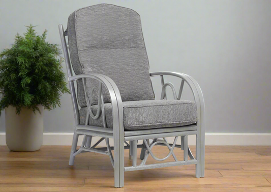 Grey Wash Belo Cane Conservatory Armchair.