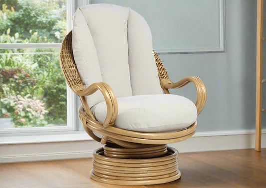 Cane Conservatory Rock Swivel Chair