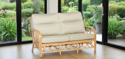 Belo ight Oak 3 Seater Cane Conservatory Sofa.