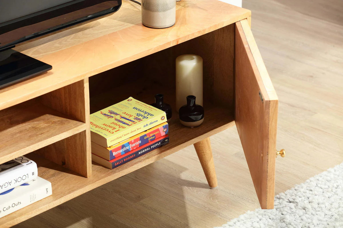 Brooklyn Wide Rattan & Wood TV Stand with Storage in Natural