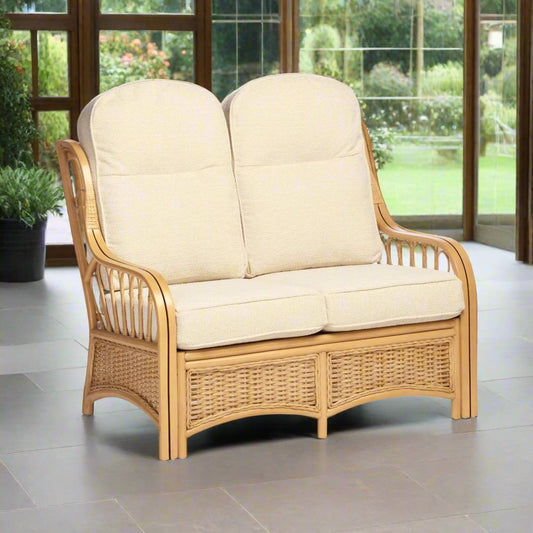 Light Oak Sao Luis Cane Conservatory 2 seater Sofa.