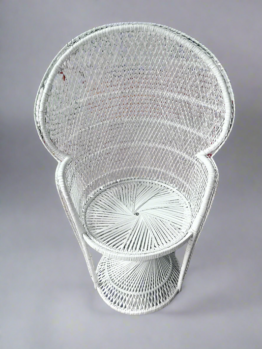 White Wicker, Rattan Princess Peacock Chair. Ideal for small spaces. Ideal for any room.