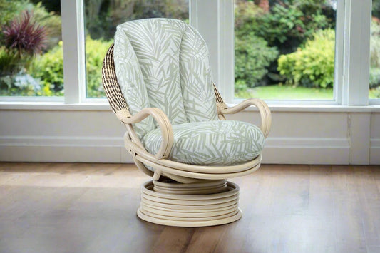 Natural Wash Belo Cane Conservatory Rock Swivel Chair.