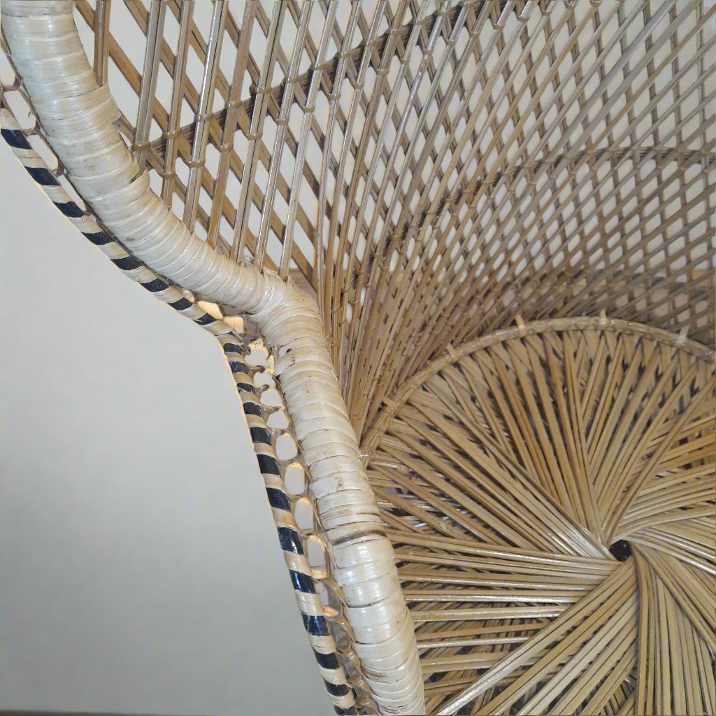 Wicker/Rattan Conservatory Princess Chair arm close up.