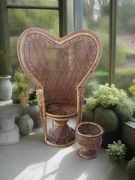 Natural Heart Peacock Chair and Free Planter.