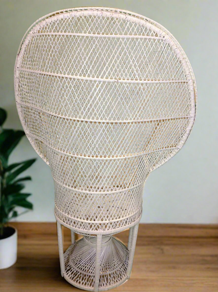 White Peacock Chair Back.